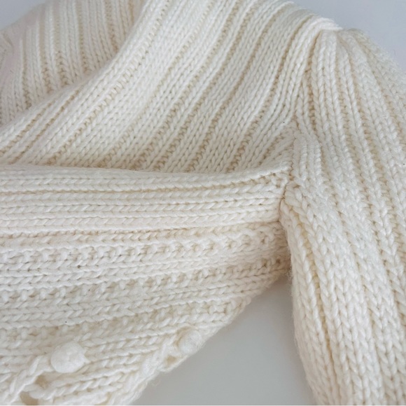 1970’s Chunky turtleneck Sweater Claudine Irish style pullover ivory fully lined - Picture 7 of 14